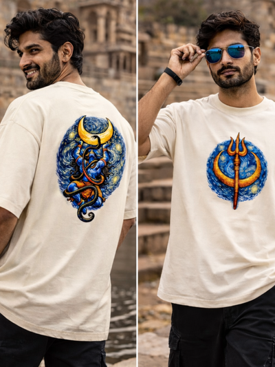 Van Gogh Starry Night Styled Shiva Unisex Oversized Classic T-Shirt