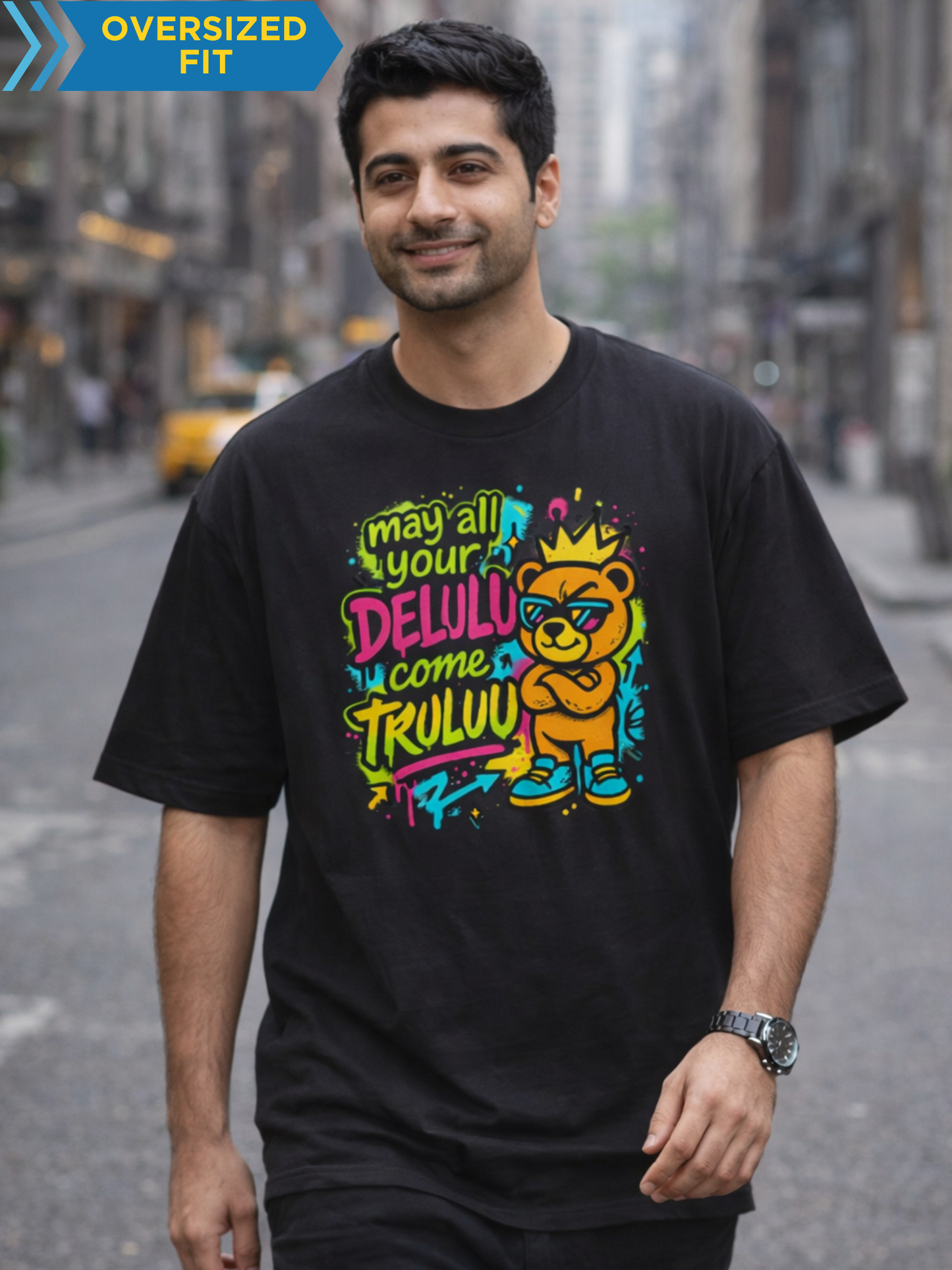 Delulu Trululu Funny Graphic Unisex Oversized T-Shirt