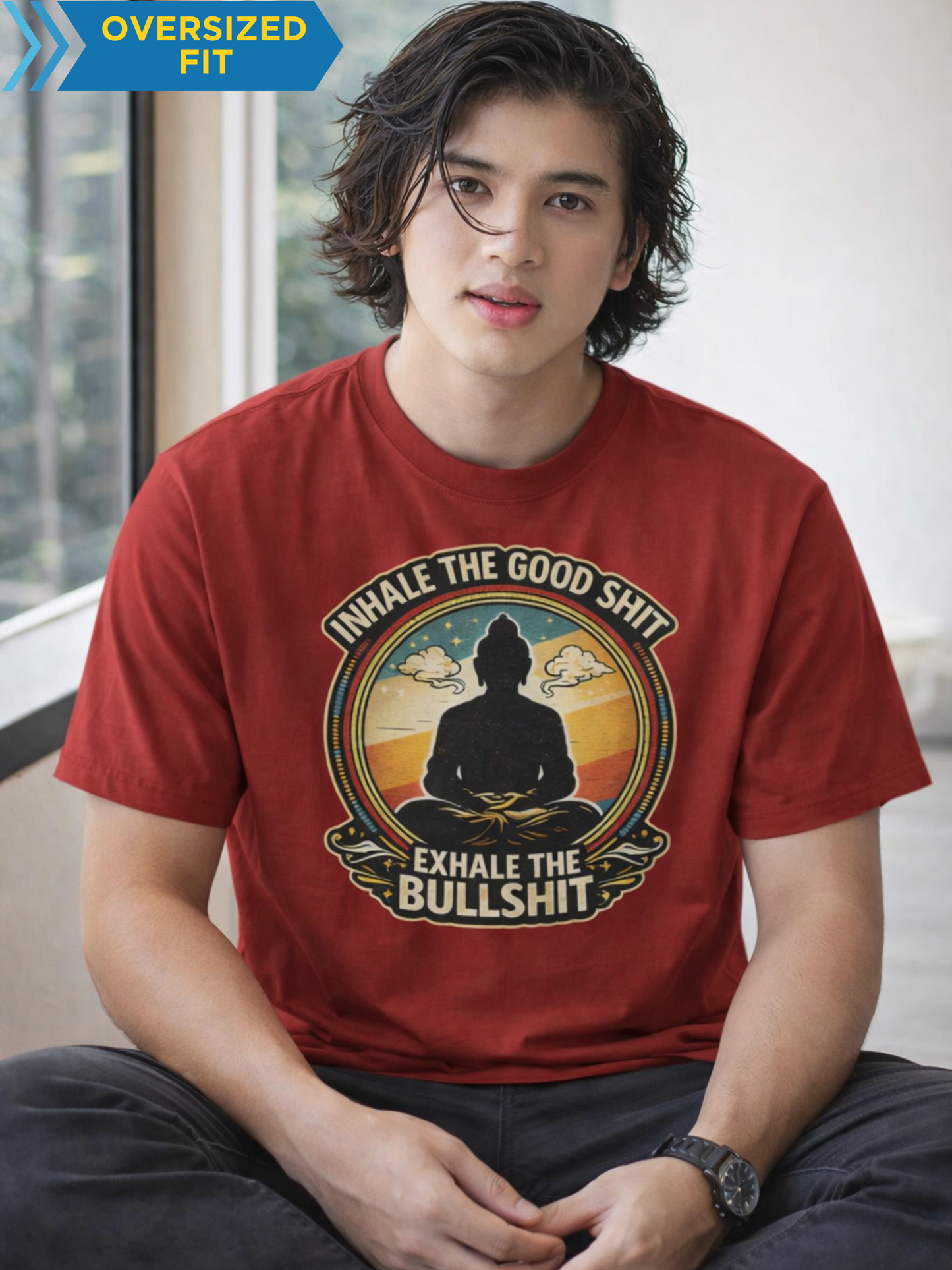 Inhale Exhale Funny Graphic Unisex Oversized T-Shirt