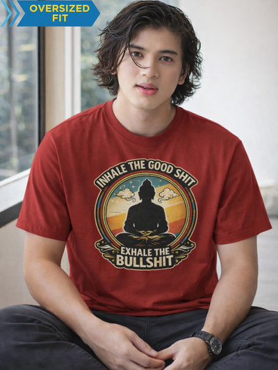 Inhale Exhale Funny Graphic Unisex Oversized T-Shirt
