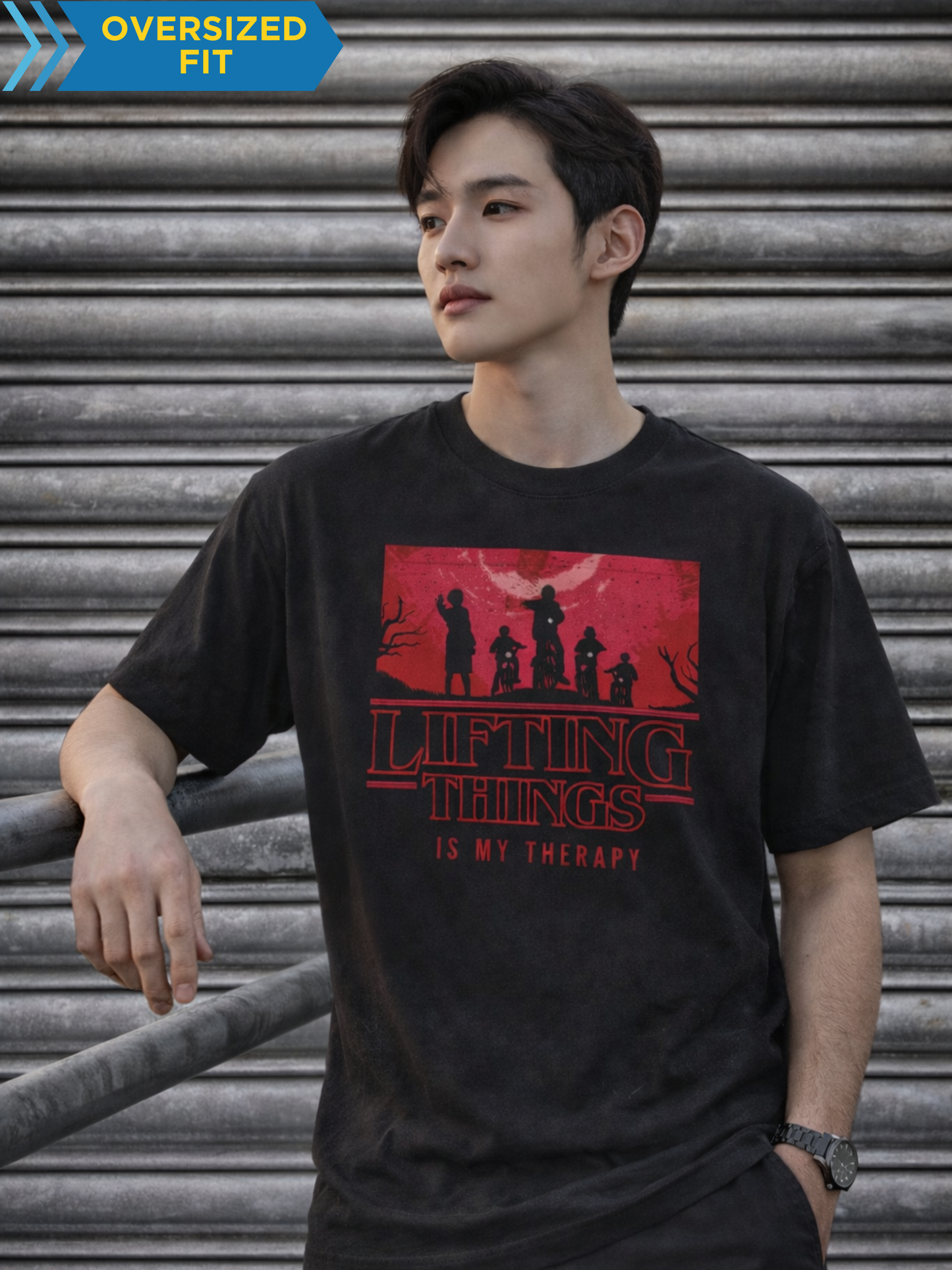 Lifting Things Funny Graphic Unisex Oversized T-Shirt