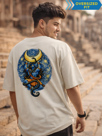 Van Gogh Starry Night Styled Shiva Unisex Oversized Classic T-Shirt